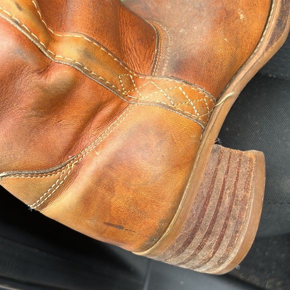 RARE VINTAGE Sz 9.5 CAMPUS long horn stitch 13.5” tall boots Brown leather - Picture 7 of 11